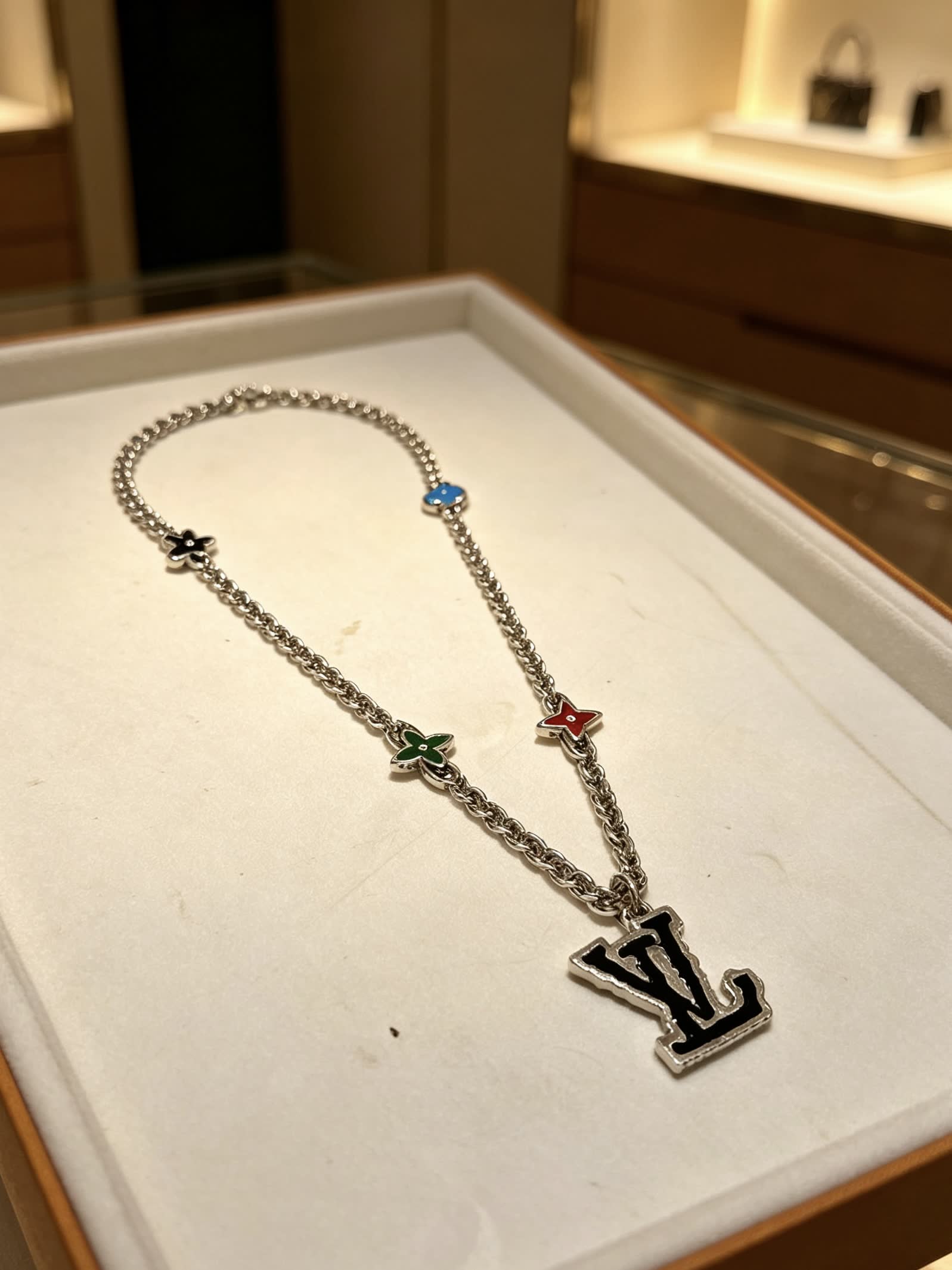 Louis Vuitton Silver Chain with Multicolored Charms